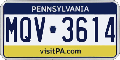 PA license plate MQV3614