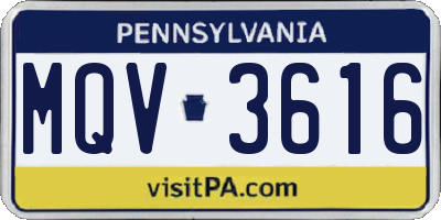 PA license plate MQV3616