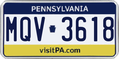 PA license plate MQV3618