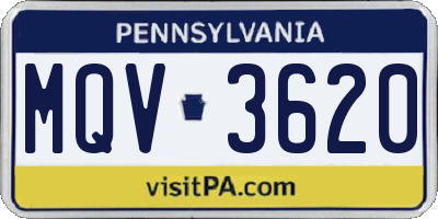 PA license plate MQV3620
