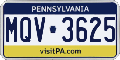 PA license plate MQV3625