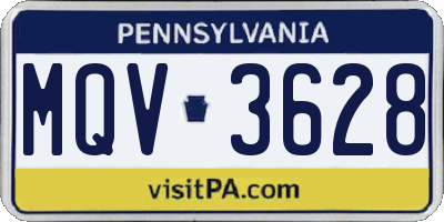 PA license plate MQV3628