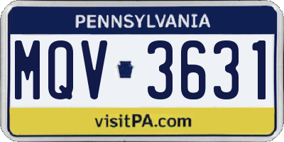 PA license plate MQV3631