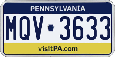 PA license plate MQV3633