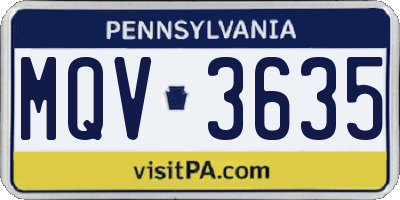 PA license plate MQV3635