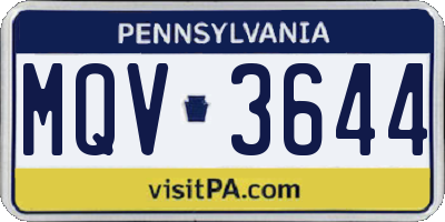 PA license plate MQV3644