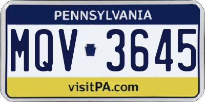 PA license plate MQV3645