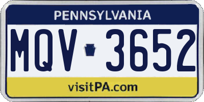 PA license plate MQV3652