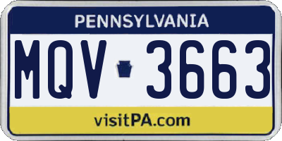 PA license plate MQV3663