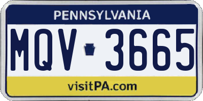 PA license plate MQV3665