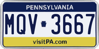 PA license plate MQV3667
