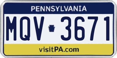 PA license plate MQV3671