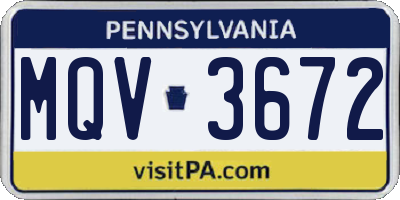 PA license plate MQV3672