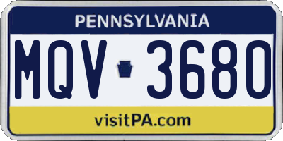 PA license plate MQV3680