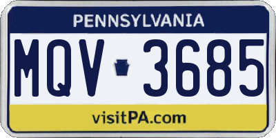 PA license plate MQV3685