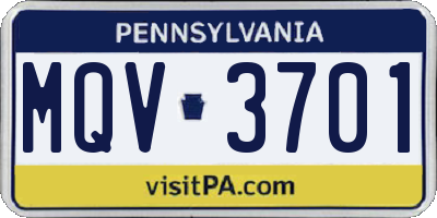 PA license plate MQV3701