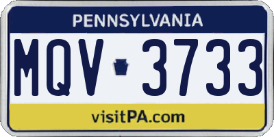 PA license plate MQV3733