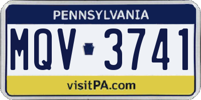 PA license plate MQV3741