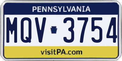 PA license plate MQV3754