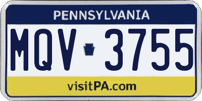 PA license plate MQV3755