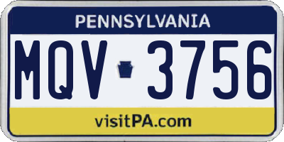 PA license plate MQV3756