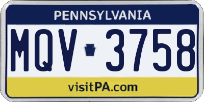 PA license plate MQV3758
