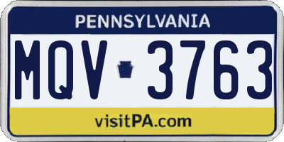 PA license plate MQV3763