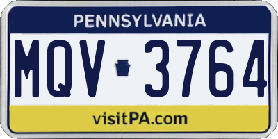 PA license plate MQV3764