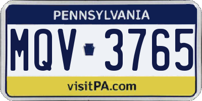 PA license plate MQV3765