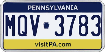 PA license plate MQV3783