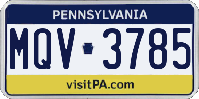 PA license plate MQV3785