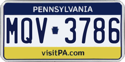 PA license plate MQV3786