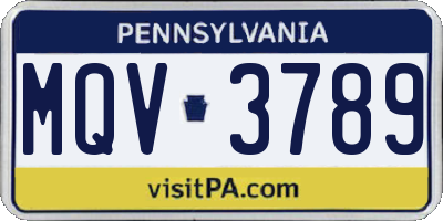 PA license plate MQV3789