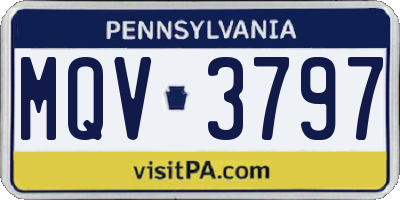 PA license plate MQV3797