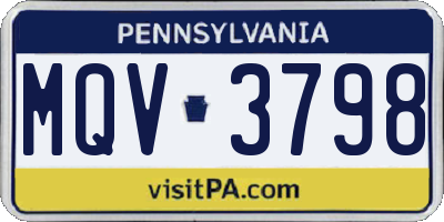 PA license plate MQV3798