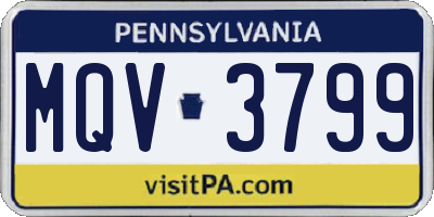 PA license plate MQV3799