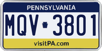 PA license plate MQV3801