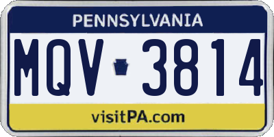 PA license plate MQV3814