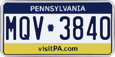 PA license plate MQV3840