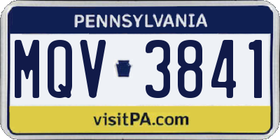 PA license plate MQV3841
