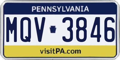 PA license plate MQV3846