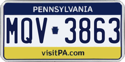 PA license plate MQV3863