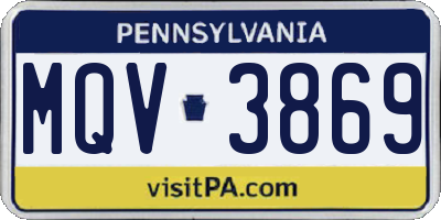 PA license plate MQV3869