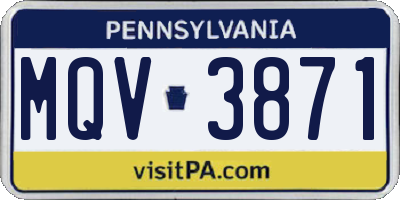PA license plate MQV3871