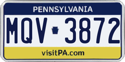 PA license plate MQV3872