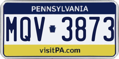 PA license plate MQV3873
