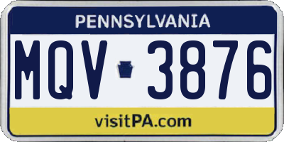 PA license plate MQV3876