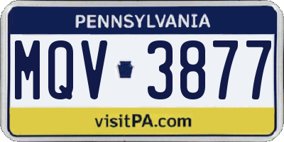 PA license plate MQV3877