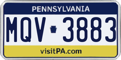 PA license plate MQV3883
