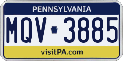PA license plate MQV3885